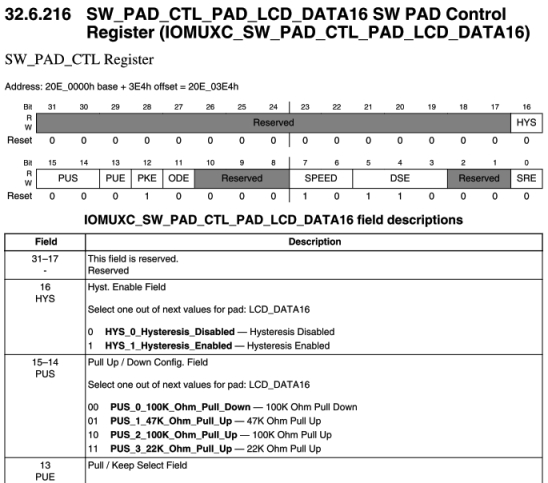 確定pad_ctrl寄存器地址和pad_ctl值。